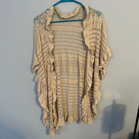 Joseph A. Beige Open Knit Cardigan Sweater Women's Size XL - Picture 1 of 10